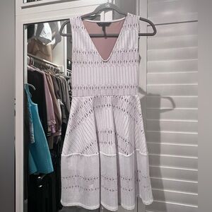 BCBGMaxAzria White Textured Midi Dress